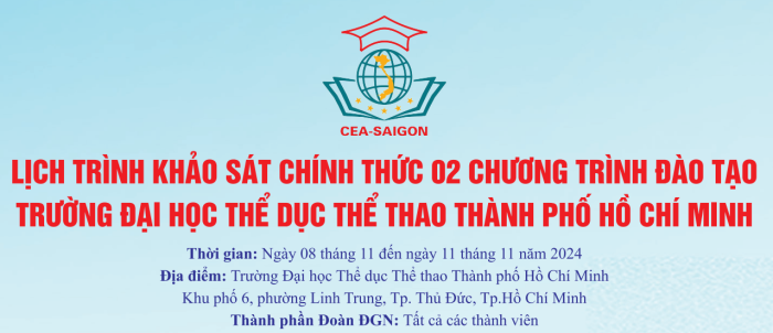 Lịch khảo sát chính thức 02 chương trình đào tạo trình độ Đại học