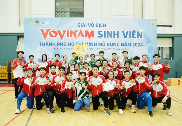 Đội tuyển Vovinam Sinh viên (USH) đạt giải nhất toàn đoàn tại Giải Vô địch Vovinam Sinh viên Thành phố Hồ Chí Minh mở rộng năm 2024.