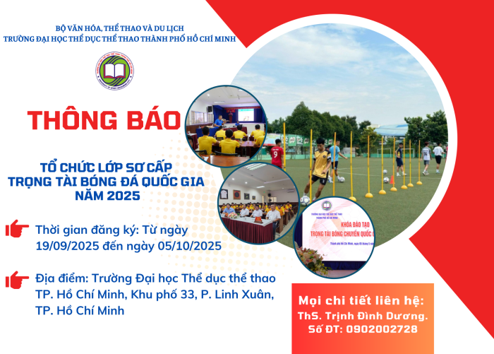 THÔNG BÁO TỔ CHỨC LỚP SƠ CẤP TRỌNG TÀI BÓNG ĐÁ QUỐC GIA NĂM 2025