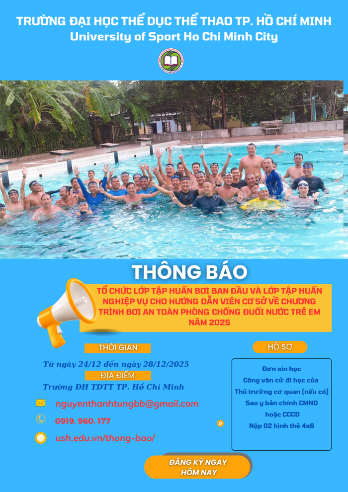 TỔ CHỨC LỚP TẬP HUẤN BƠI BAN ĐẦU VÀ LỚP TẬP HUẤN NGHIỆP VỤ CHO HƯỚNG DẪN VIÊN CƠ SỞ VỀ CHƯƠNG TRÌNH BƠI AN TOÀN PHÒNG CHỐNG ĐUỐI NƯỚC TRẺ EM NĂM 2025