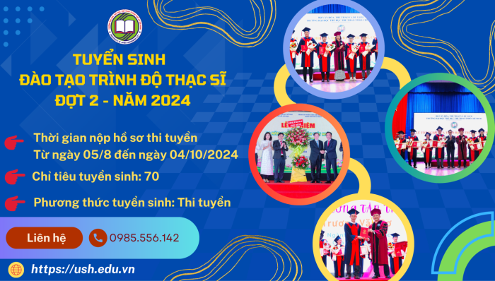 Thông báo Tuyển sinh đào tạo trình độ Thạc sĩ đợt 2 - năm 2024