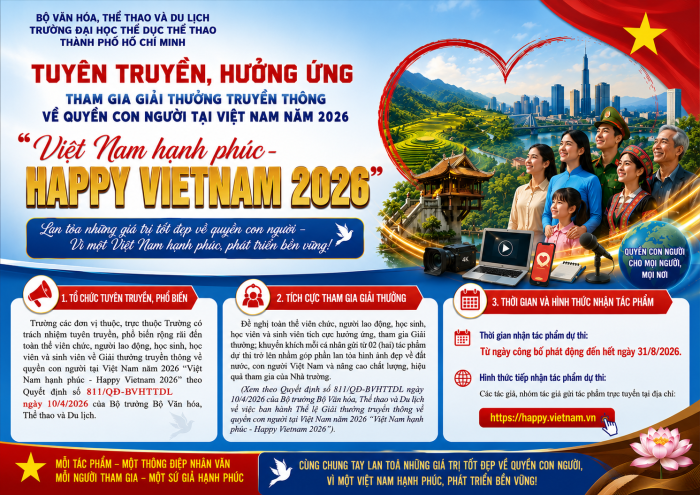 Thông báo về việc tuyên truyền, hưởng ứng tham gia Giải thưởng truyền thông về quyền con người tại Việt Nam năm 2026 " Việt Nam hạnh phúc - Happy Vietnam 2026"