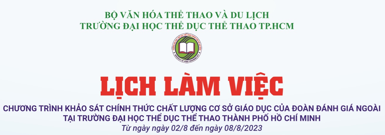 LỊCH LÀM VIỆC CHƯƠNG TRÌNH KHẢO SÁT CHÍNH THỨC
